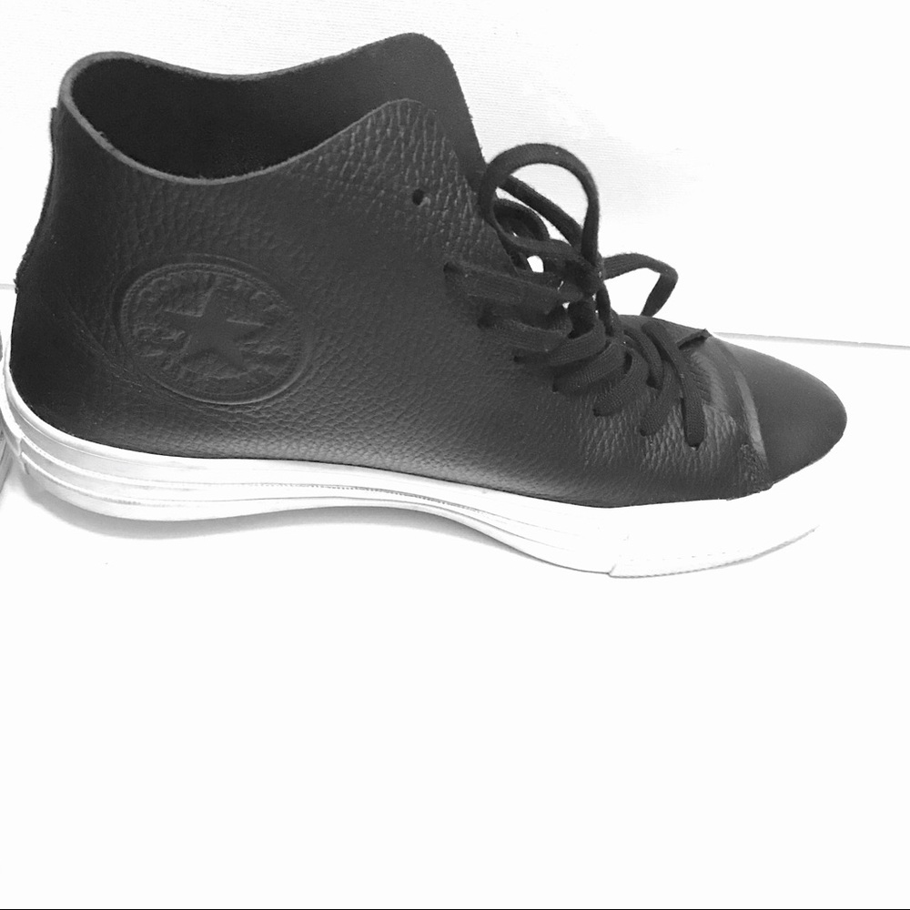 Converse Prime Hi Top Black Leather Sneakers - Picture 3 of 15